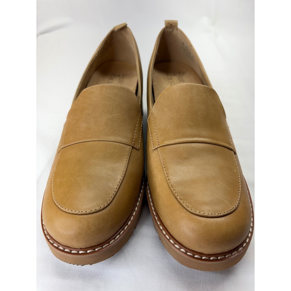 Naturalizer Darry Tan Leather Lug Sole Platform Loafers Womens 9M Camel Chunky